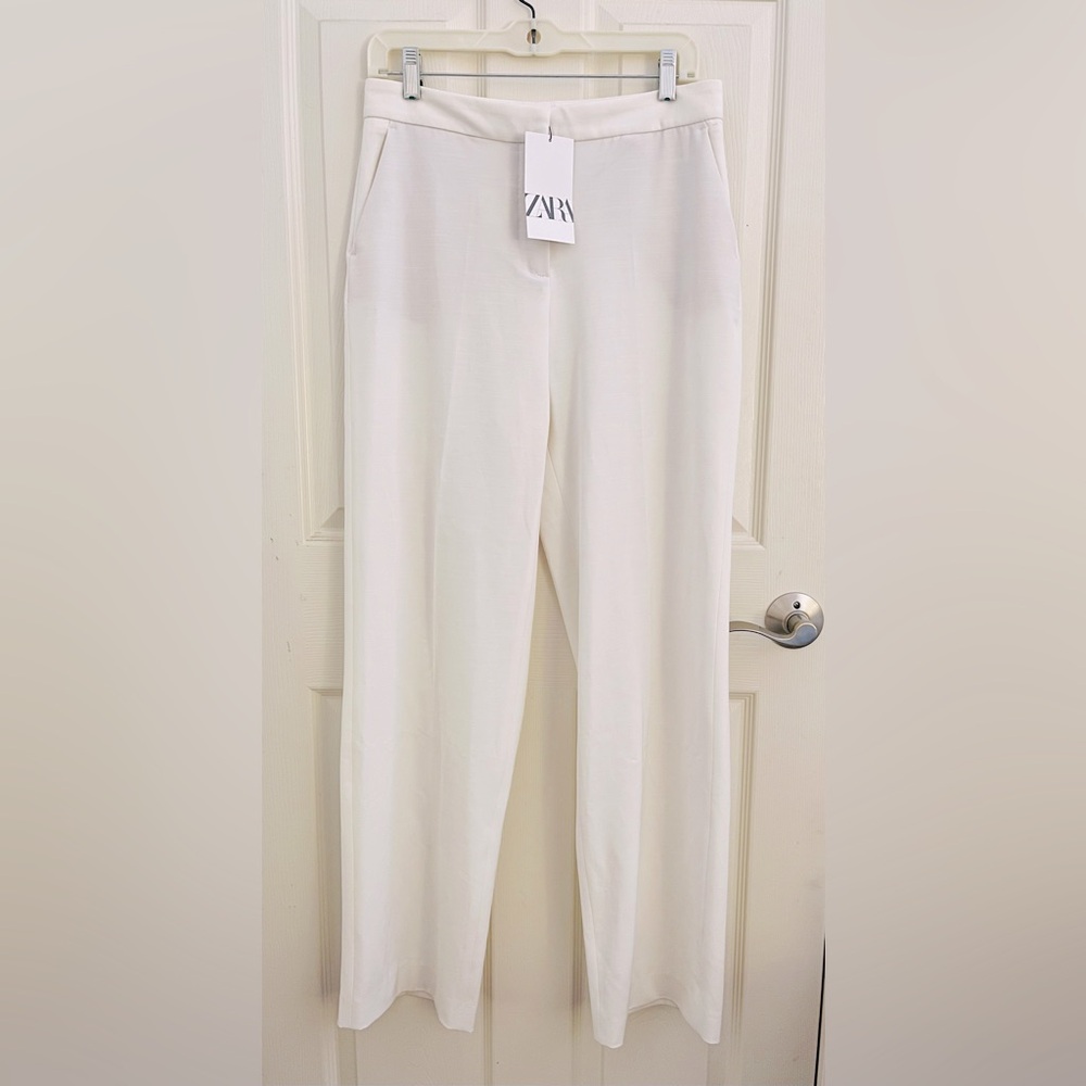 NWT Zara Straight Leg Pants Ecru